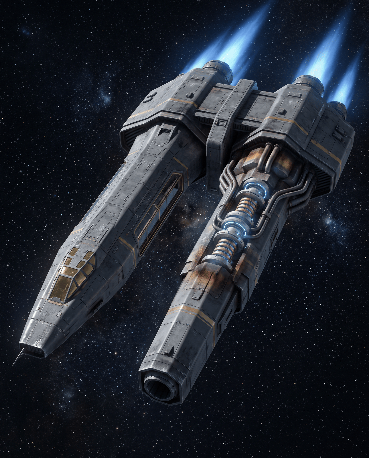 Ballista-class support craft — twin-hull three-quarter view