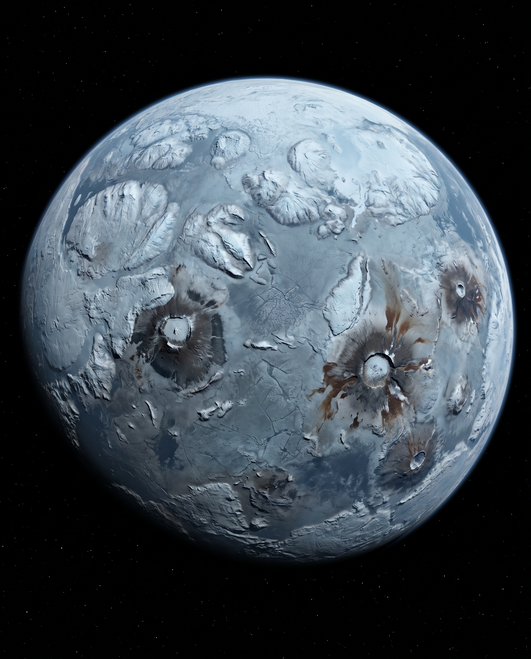 Cryonix I — frozen dead world, orbital view