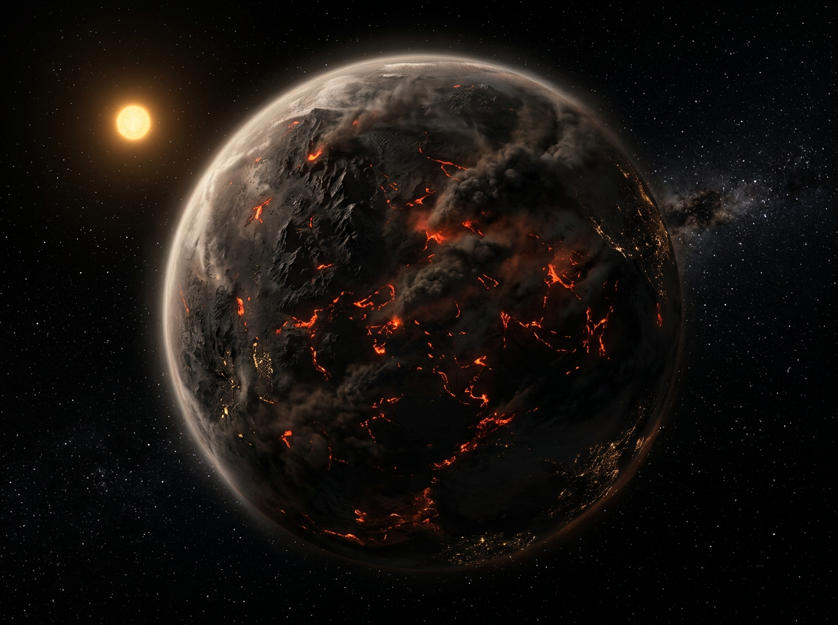 Ordin — volcanic industrial homeworld, orbital view