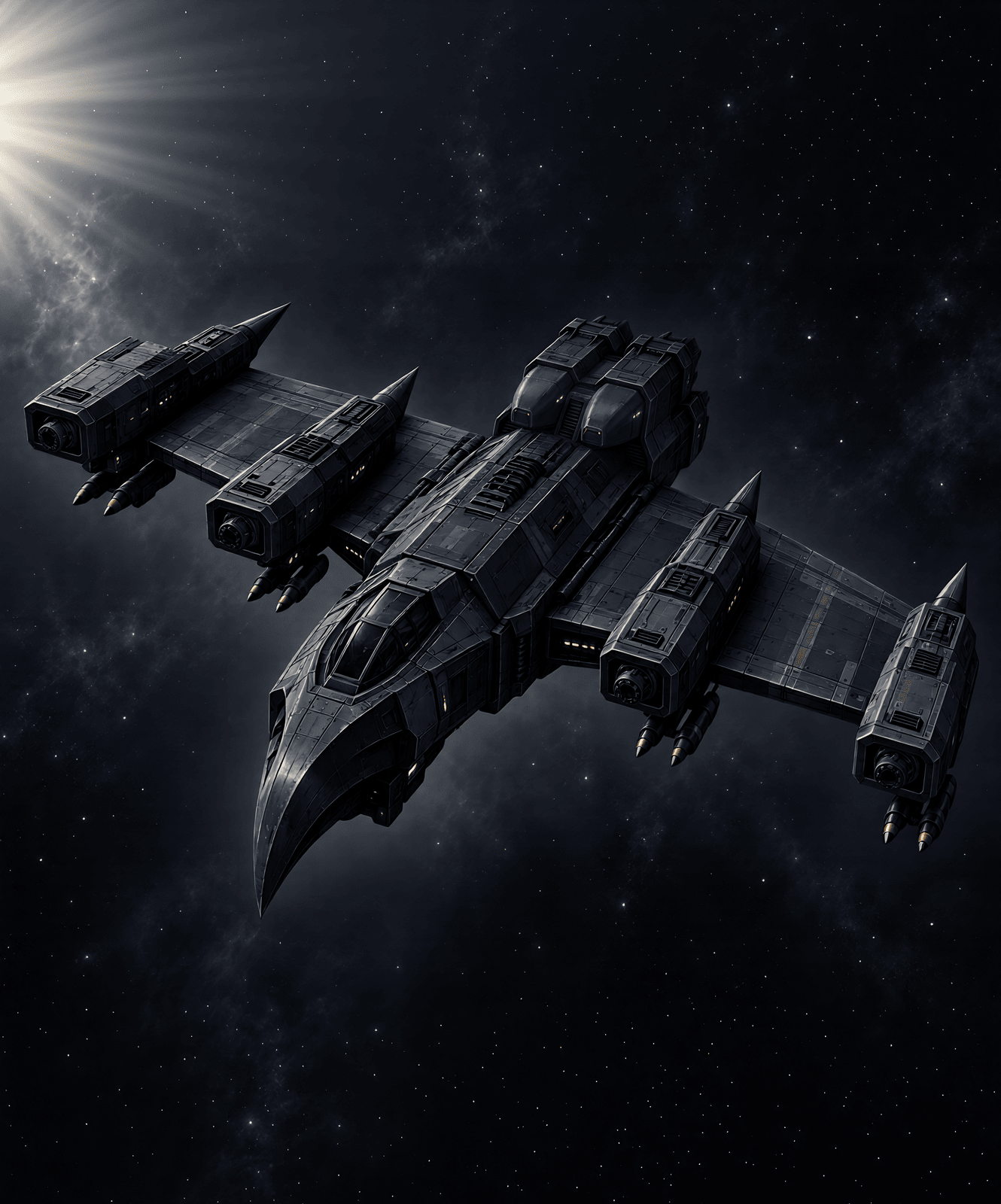 Warhammer-class heavy bomber — three-quarter view